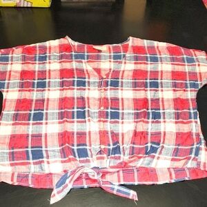 Universal Thread Red and Blue Button Down Shirt with Plaid Design Sz XXL